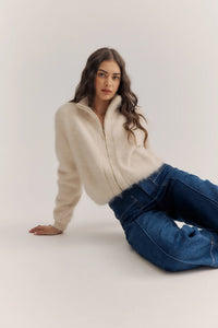 World of Nomads - Felix Zip Cardigan Oatmeal