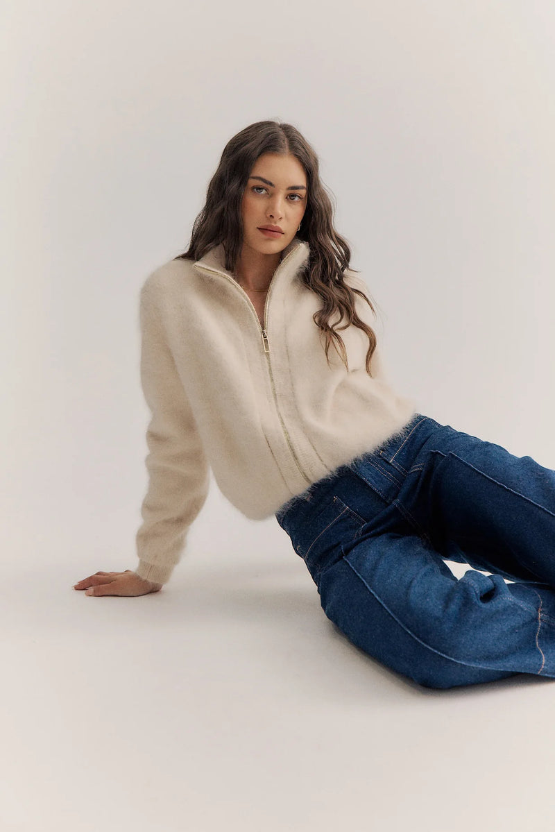 World of Nomads - Felix Zip Cardigan Oatmeal