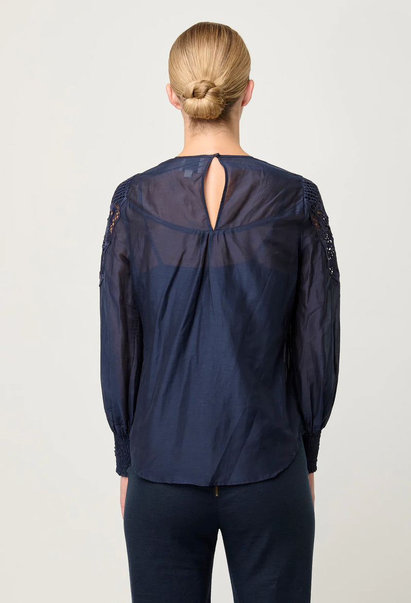 ONCE WAS - Mirador Cotton Silk Shirt in Night Sky