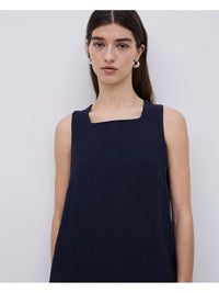 Yerse - Linen Shift Dress Navy