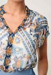 ONCE WAS - Calandra Viscose Yoryu Flutter Sleeve Top in Petinos Floros