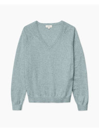 Yerse - V-Neck Cotton Pullover Greenish Grey