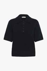 Gestuz - Alpha SS Knit Polo Pullover Deep Navy Skycaptain Melange