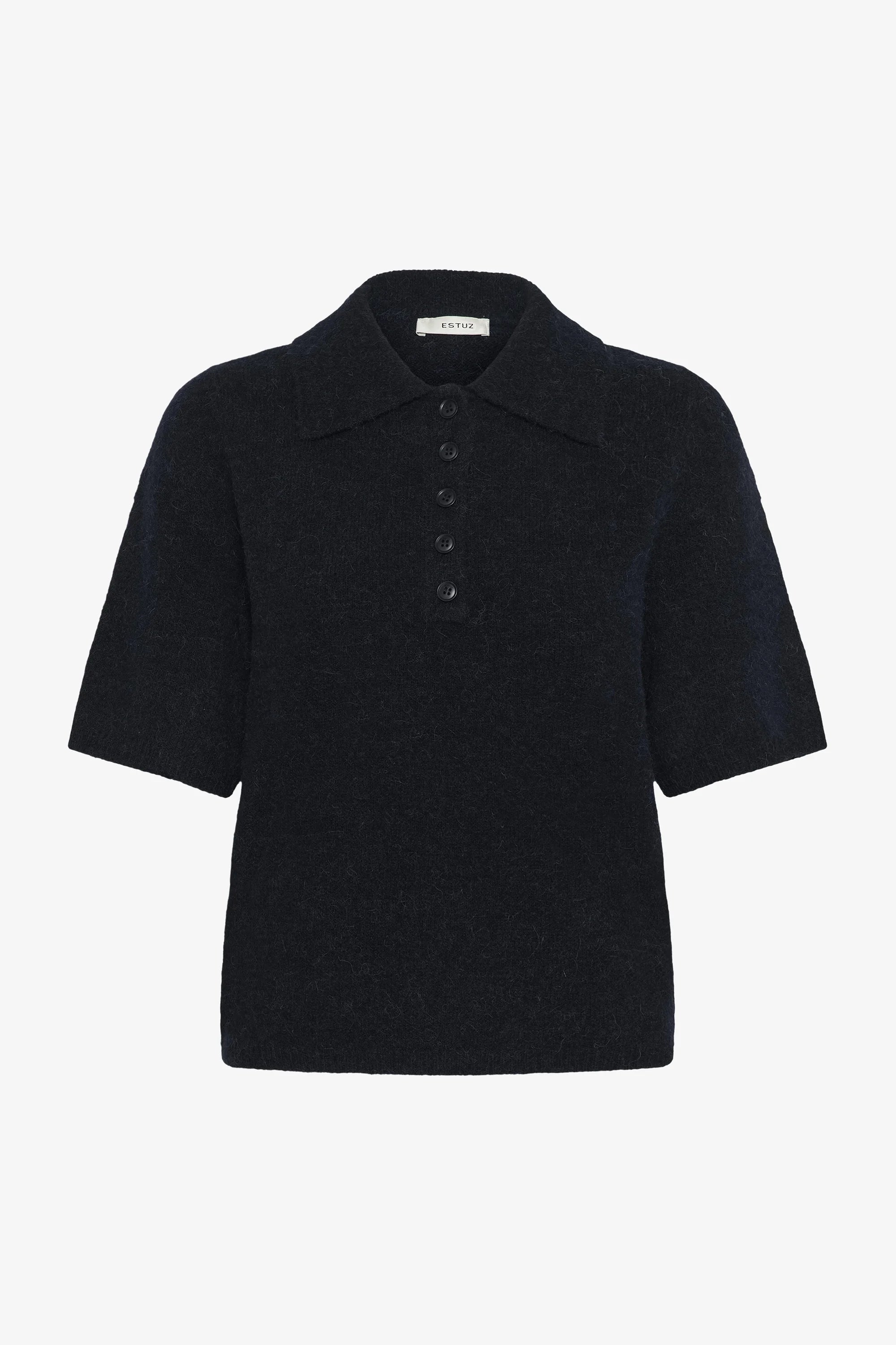 Gestuz - Alpha SS Knit Polo Pullover Deep Navy Skycaptain Melange
