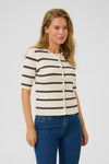 KAFFE - Morita Cardigan Silver White/Blue Stripe