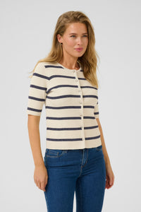 KAFFE - Morita Cardigan Silver White/Blue Stripe