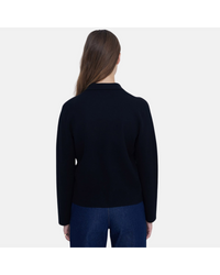 Yerse - Collared Zip Knit Top Black