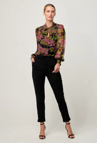 ONCE WAS - Estrella Viscose Chiffon Blouse in Winter Granadilla