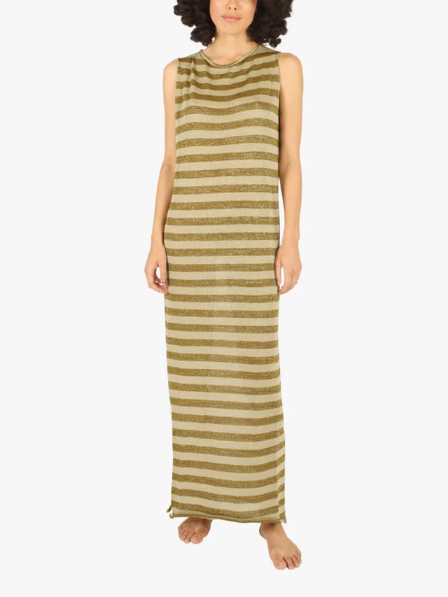 Traffic People - Tarnish Gold Lurex Stripe Dress