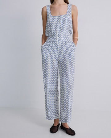 Yerse - Crepe Flowing Trouser Navy Flowers