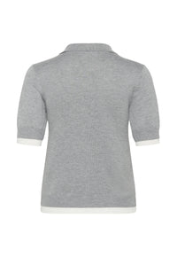 KAFFE - Alizza Contrast Polo Knit Grey Melange