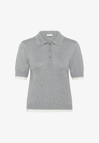 KAFFE - Alizza Contrast Polo Knit Grey Melange