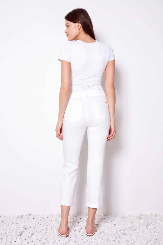 UP! Pants - 25inch Cropped Denim Pant White
