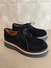Alfie and Evie - Millie Black Suede Platform Moccasin