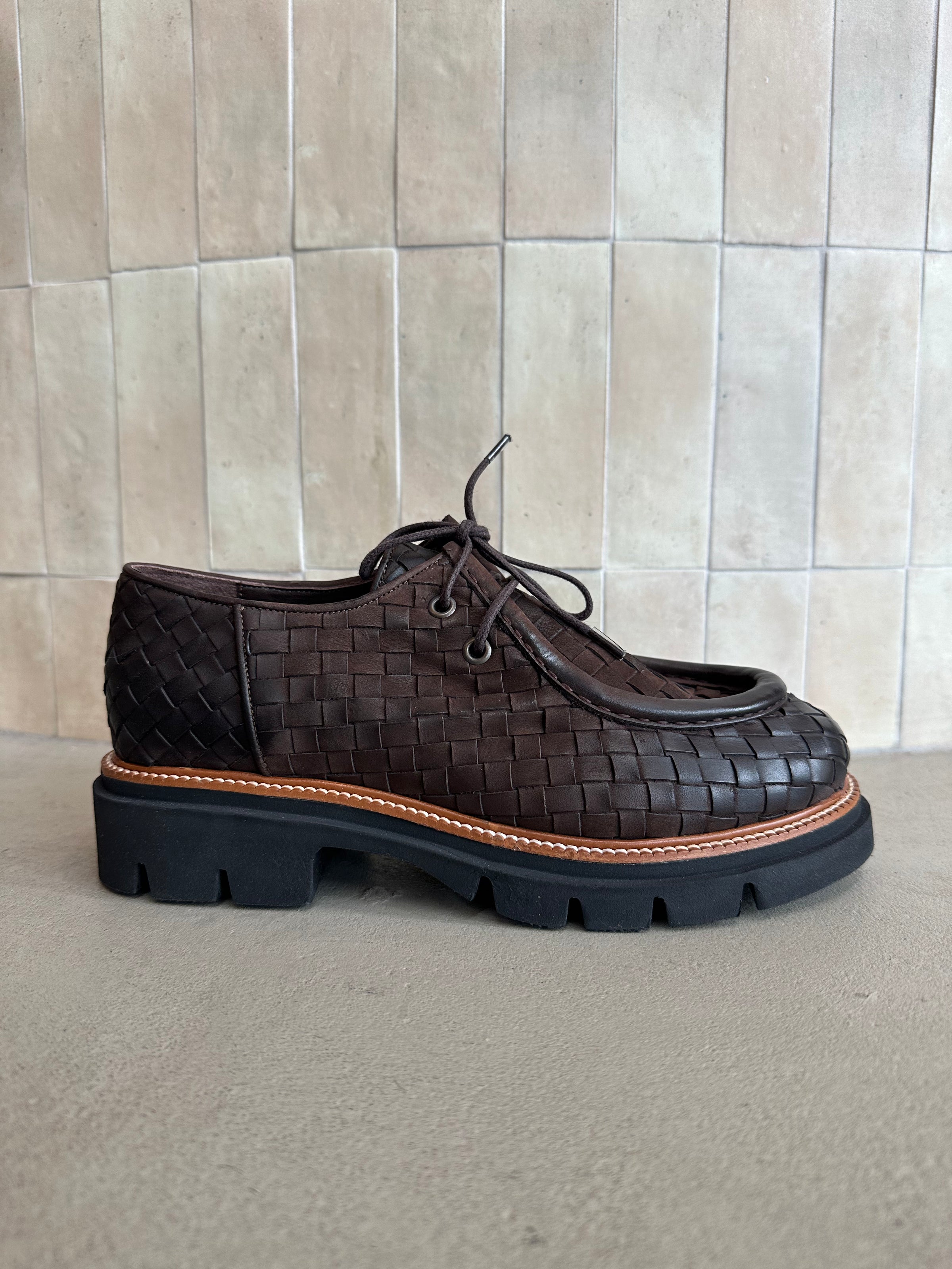 Wave - Zen Woven Chocolate Moccasin Lace Ups
