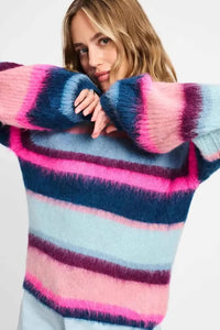POM Amsterdam - Brushed Stripes Blue Multi Knit Pullover