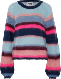 POM Amsterdam - Brushed Stripes Blue Multi Knit Pullover
