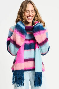 POM Amsterdam - Brushed Stripes Blue Multi Knit Pullover