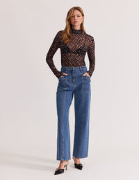 Staple the Label - Zadie Mesh Top Camel/Black