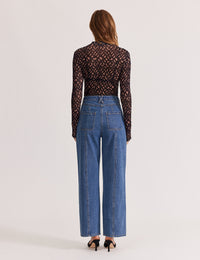 Staple the Label - Zadie Mesh Top Camel/Black