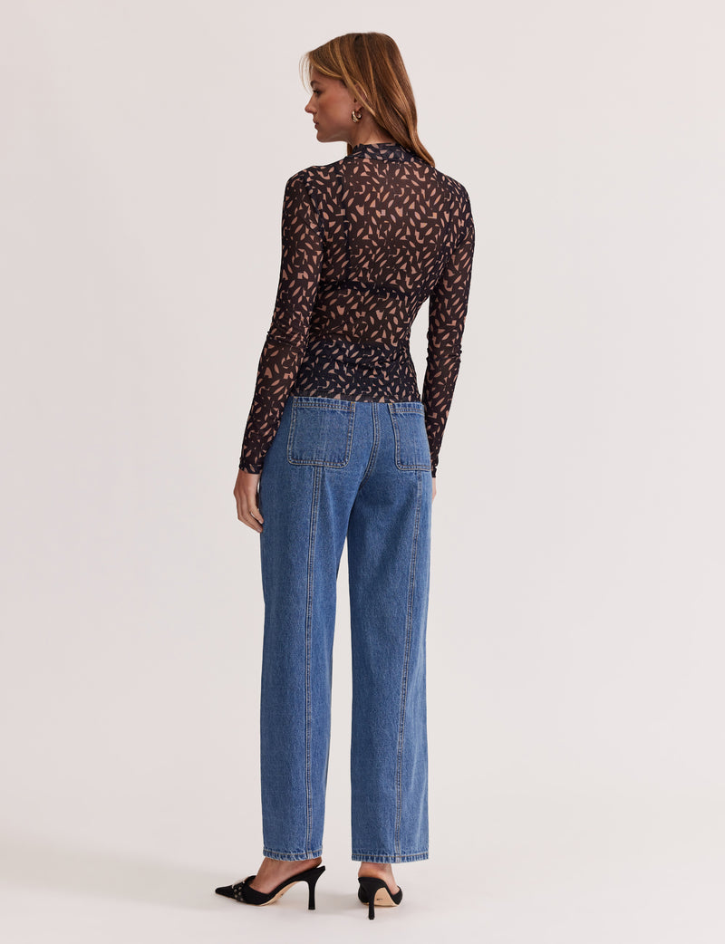 Staple the Label - Zadie Mesh Top Camel/Black