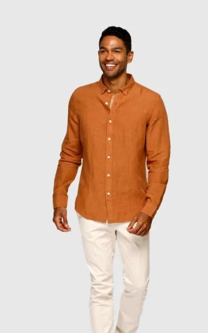 Brooksfield - Linen Rust L/S Shirt