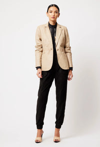 ONCE WAS -  Vega Leather Blazer in Oatmeal