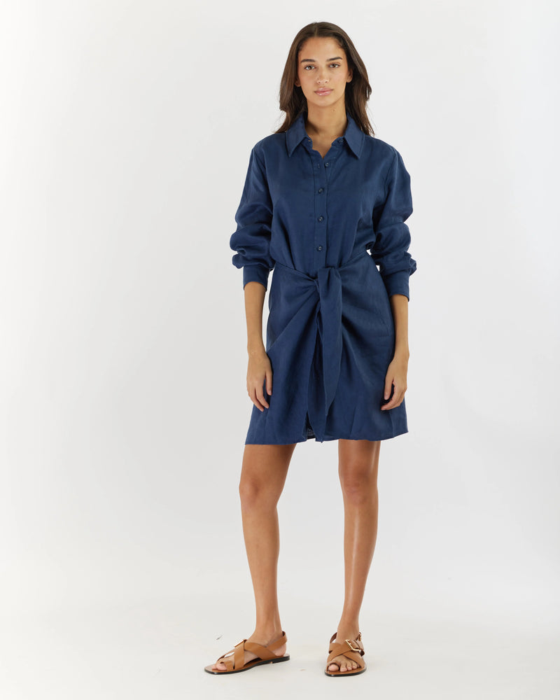 Amelius - Marseille Linen Shirt Dress Navy