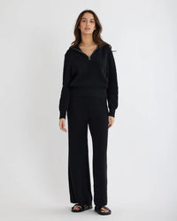 Amelius - Eline Knit Quarter Zip Polo Black