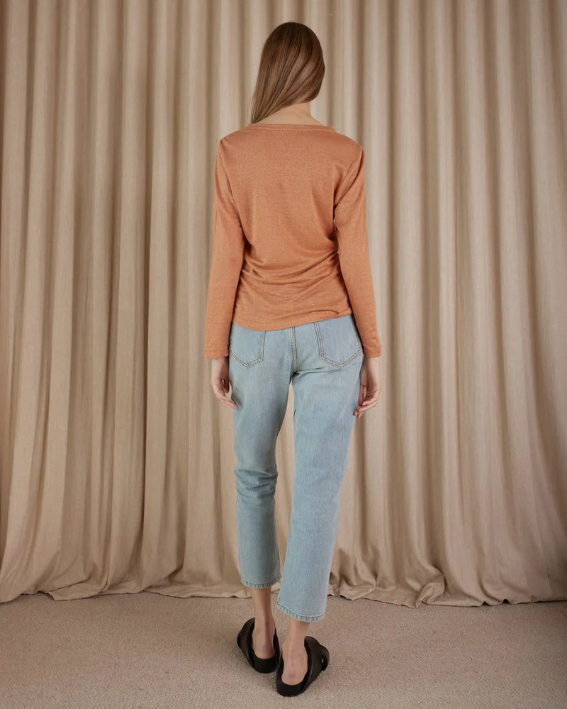 Amelius - Priya Long Sleeve Linen Jersey Top  Rust