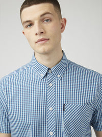 Ben Sherman - Signature Gingham Short Sleeve Shirt - Blue Denim