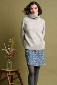 Brakeburn - Folk Floral Cord Midi Skirt Navy
