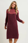 Brakeburn - Fair-isle Pop Knitted Dress Burgundy