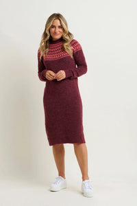 Brakeburn - Fair-isle Pop Knitted Dress Burgundy