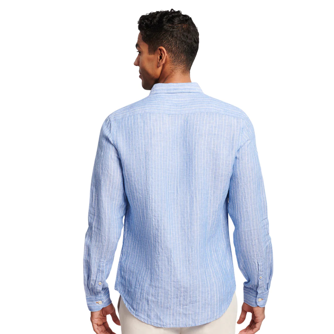 Brooksfield - Linen Blue Stripe L/S shirt