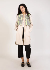 Coster Copenhagen - Trench Jacket with Combined Vest Beige Check