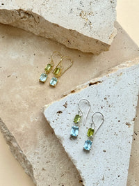 COVET HANDMADE - DOLCE PERIDOT AND BLUE TOPAZ DROPS STERLING SILVER