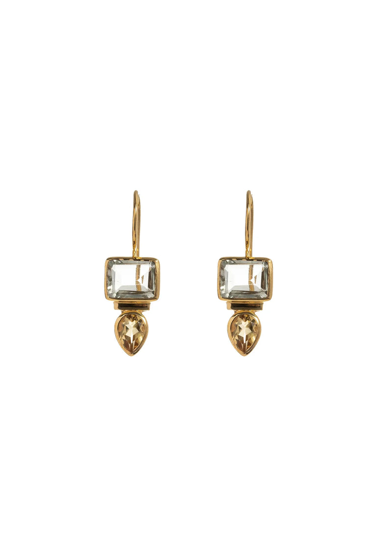 COVET HANDMADE - SAL GREEN AMETHYST GOLD EARRINGS