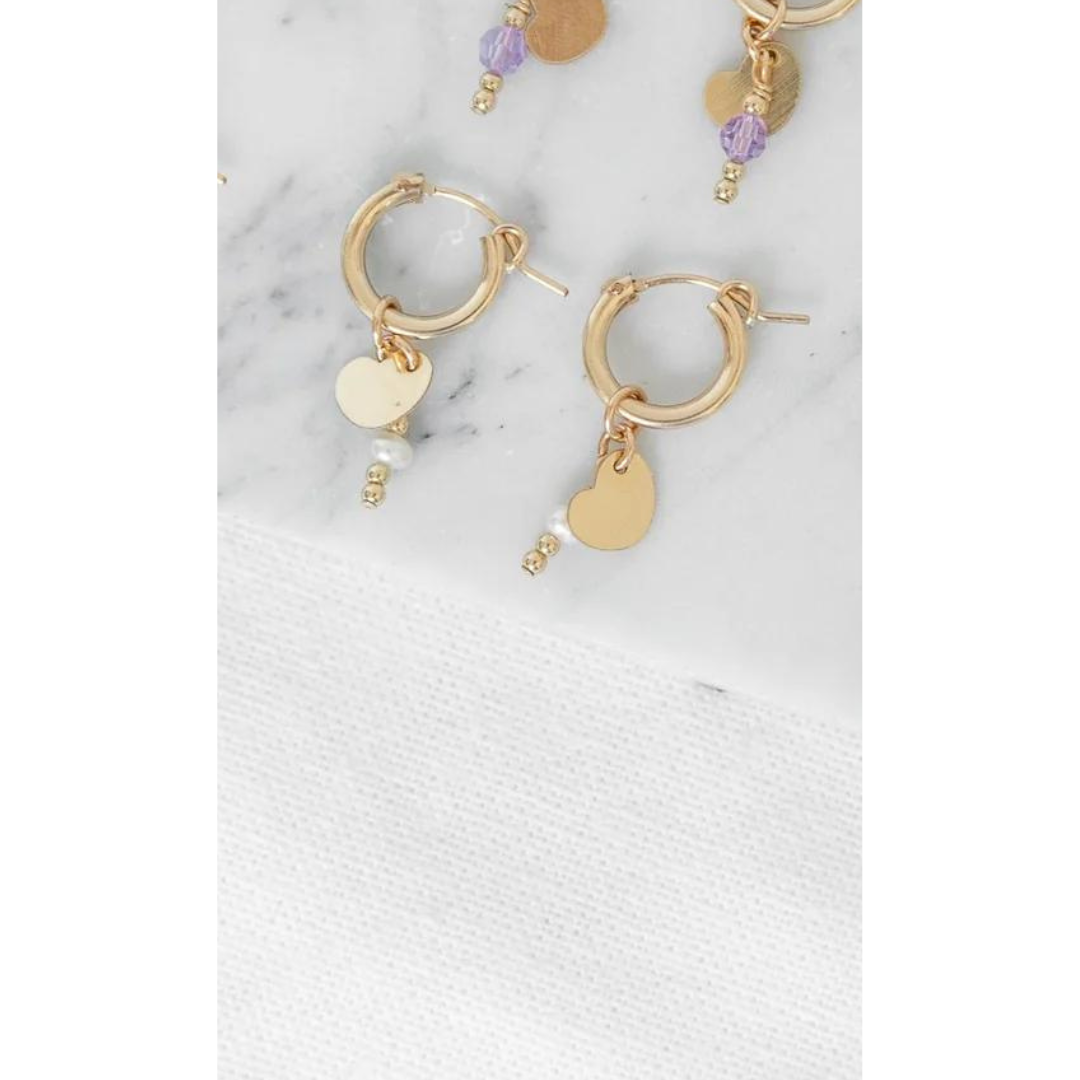 FINERRINGS - Tilly Hoops with Heart and Pearl