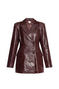 Gestuz - Rael GZ Leather Blazer Bitter Chocolate