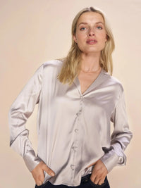 Mos Mosh - Finley Satin Shirt Quiet Gray