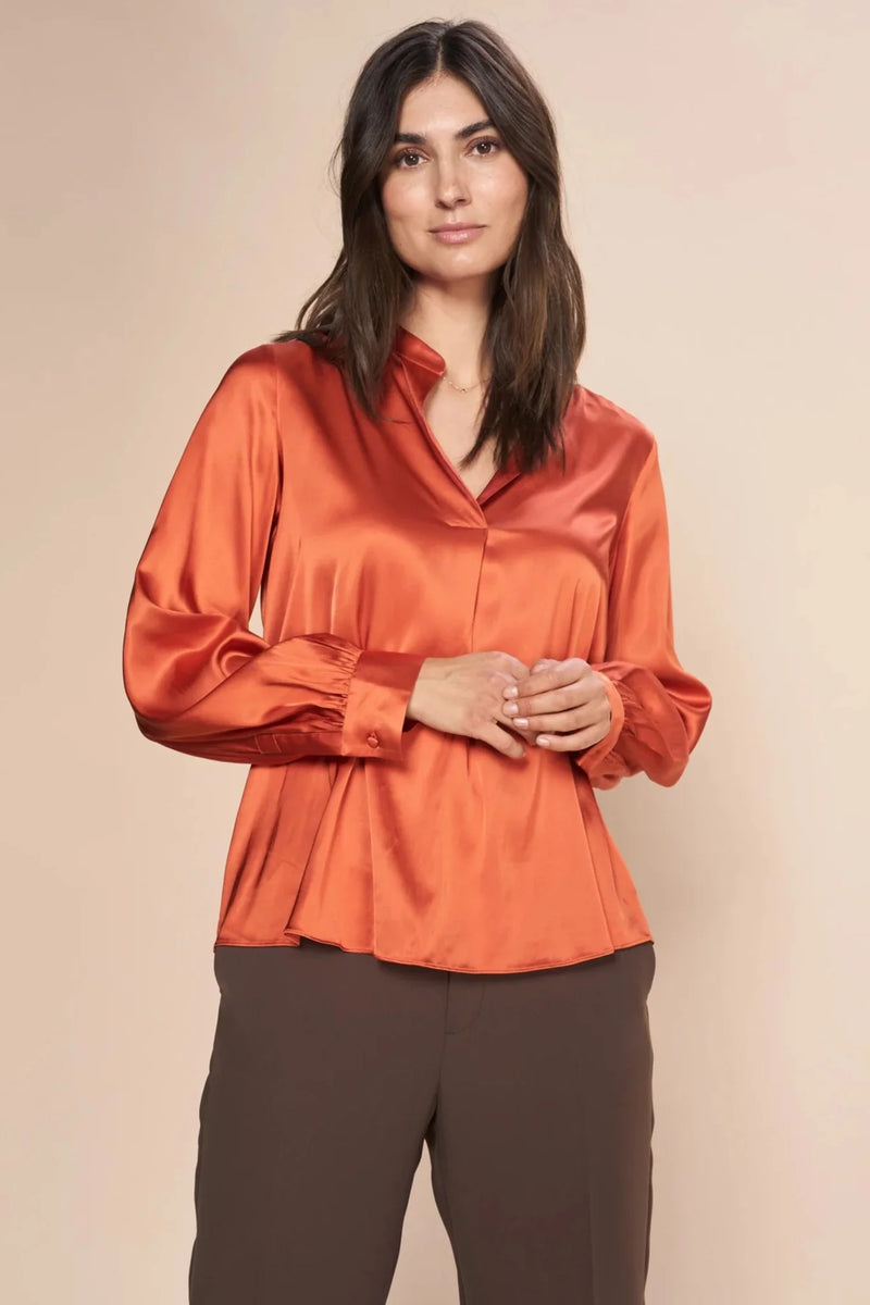 Mos Mosh - Enfa Satin Blouse Burnt Ochre