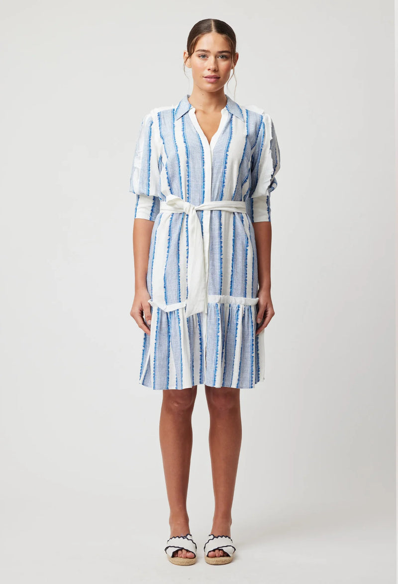ONCE WAS - Nerano Linen Viscose Dress in Sorrento Stripe