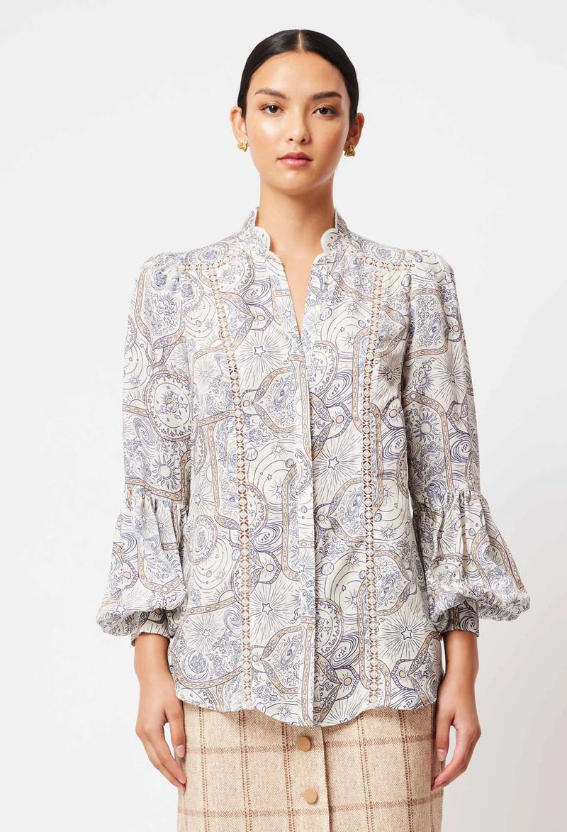 ONCE WAS - Vega  Viscose Cupro Shirt in Astral Print