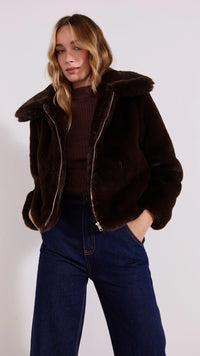 Staple the Label - Roxanna Faux Fur Jacket Chocolate – byhunterminx
