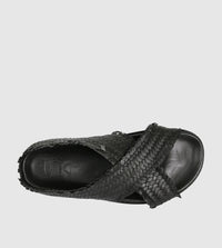 Sempre Di - Black Woven Leather Slide