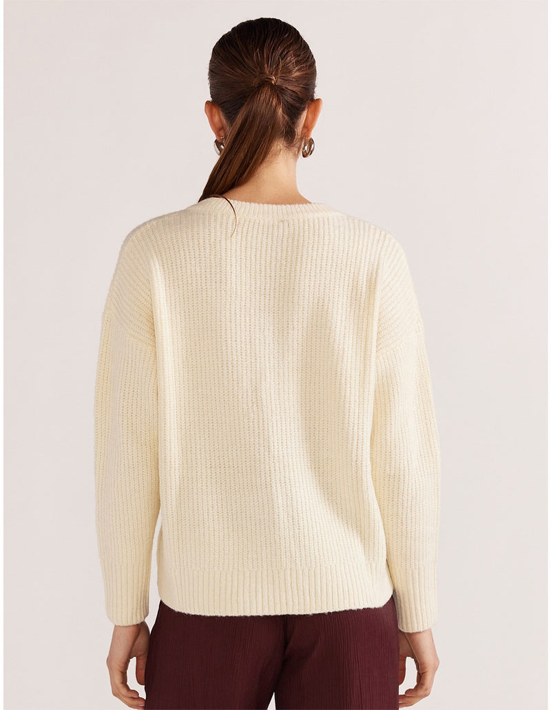 Staple the Label - Daria V-Neck Knit Cream