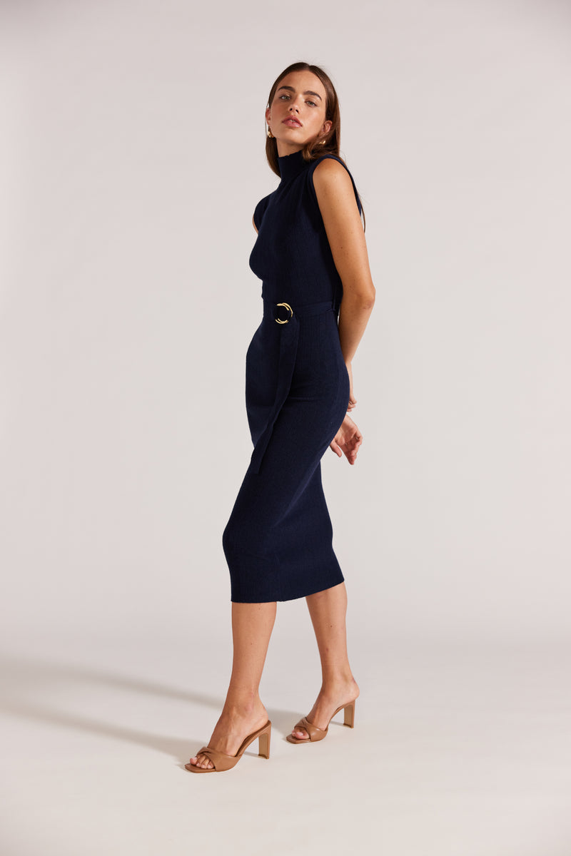 Staple the Label - Fresa Midi Knit Dress Navy