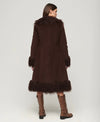 Superdry - Faux Fur Lined Longline Afghan Coat Coffee Bean Brown