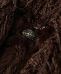 Superdry - Faux Fur Lined Longline Afghan Coat Coffee Bean Brown
